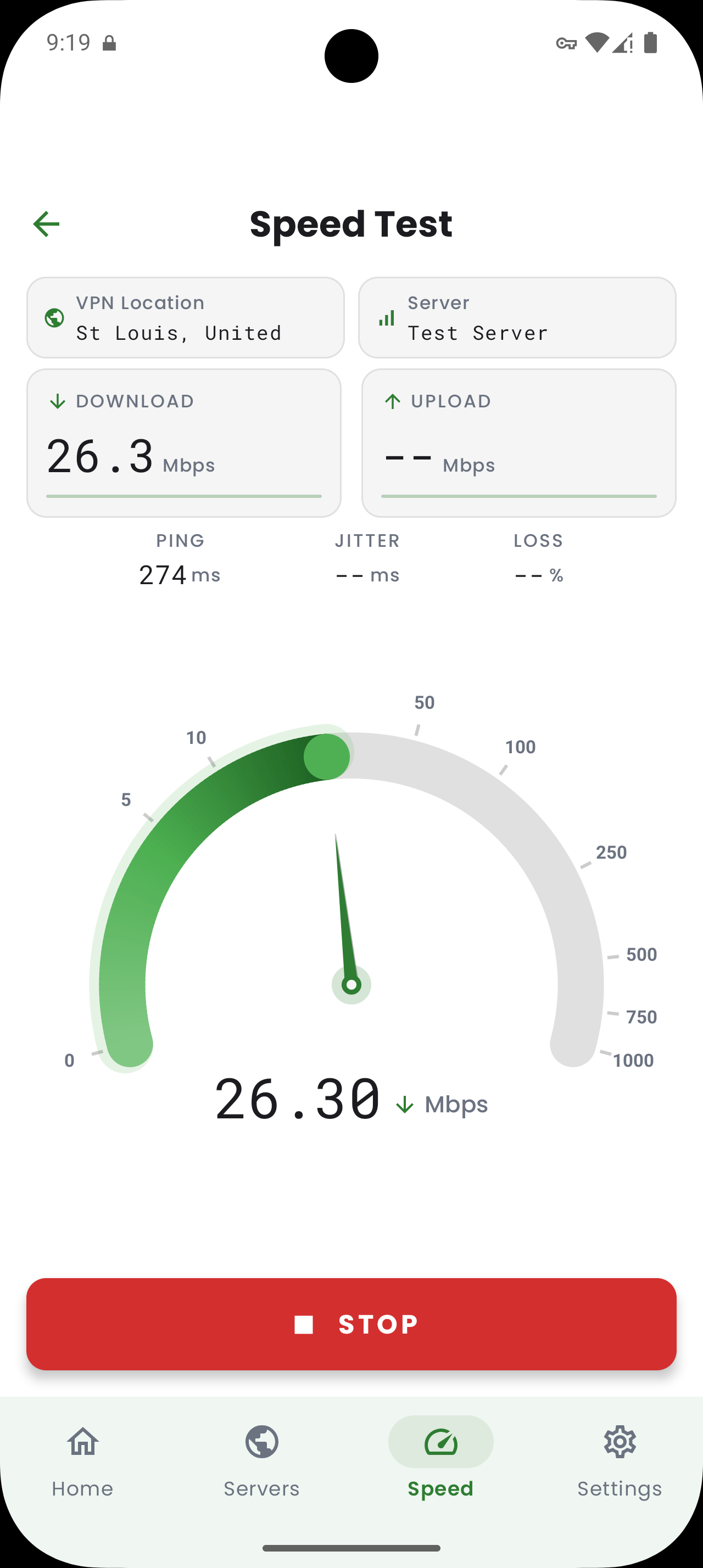 Mezi VPN - Speed Test